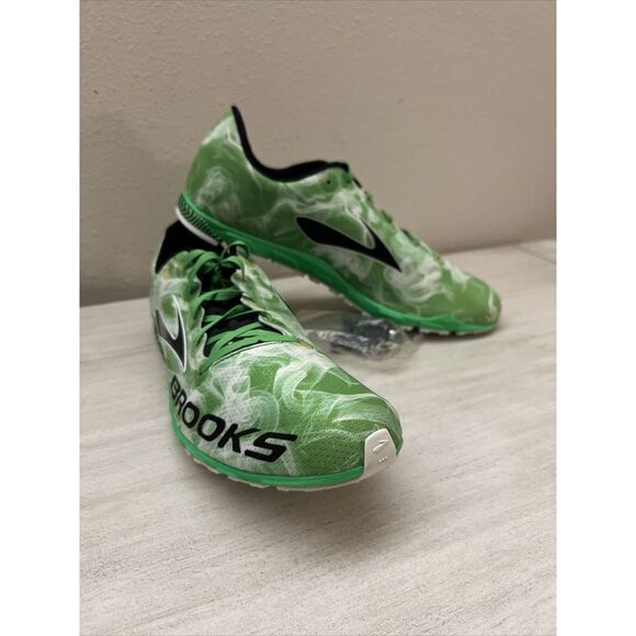 BROOKS MACH 15 MENS SZ 13 GREEN CROSS COUNTRY FLAT RUNNING SHOES - Picture 1 of 13